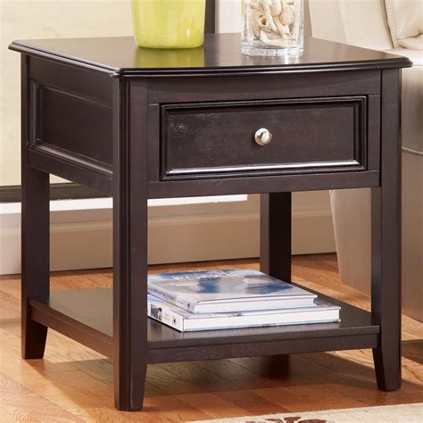 Cash Back Rectangular End Table With Drawer